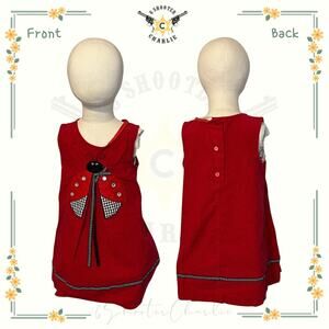 Rare Editions Girls Sleeveless Corduroy Polka Dot/Lady Bug Dress Size 5